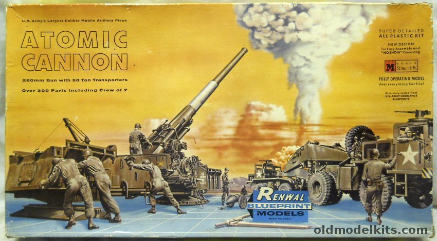 Renwal 1/32 M65 280mm Atomic Cannon with M249 and M250 50 Ton Heavy Gun Lifting Truck/Transporters, 553-498 plastic model kit